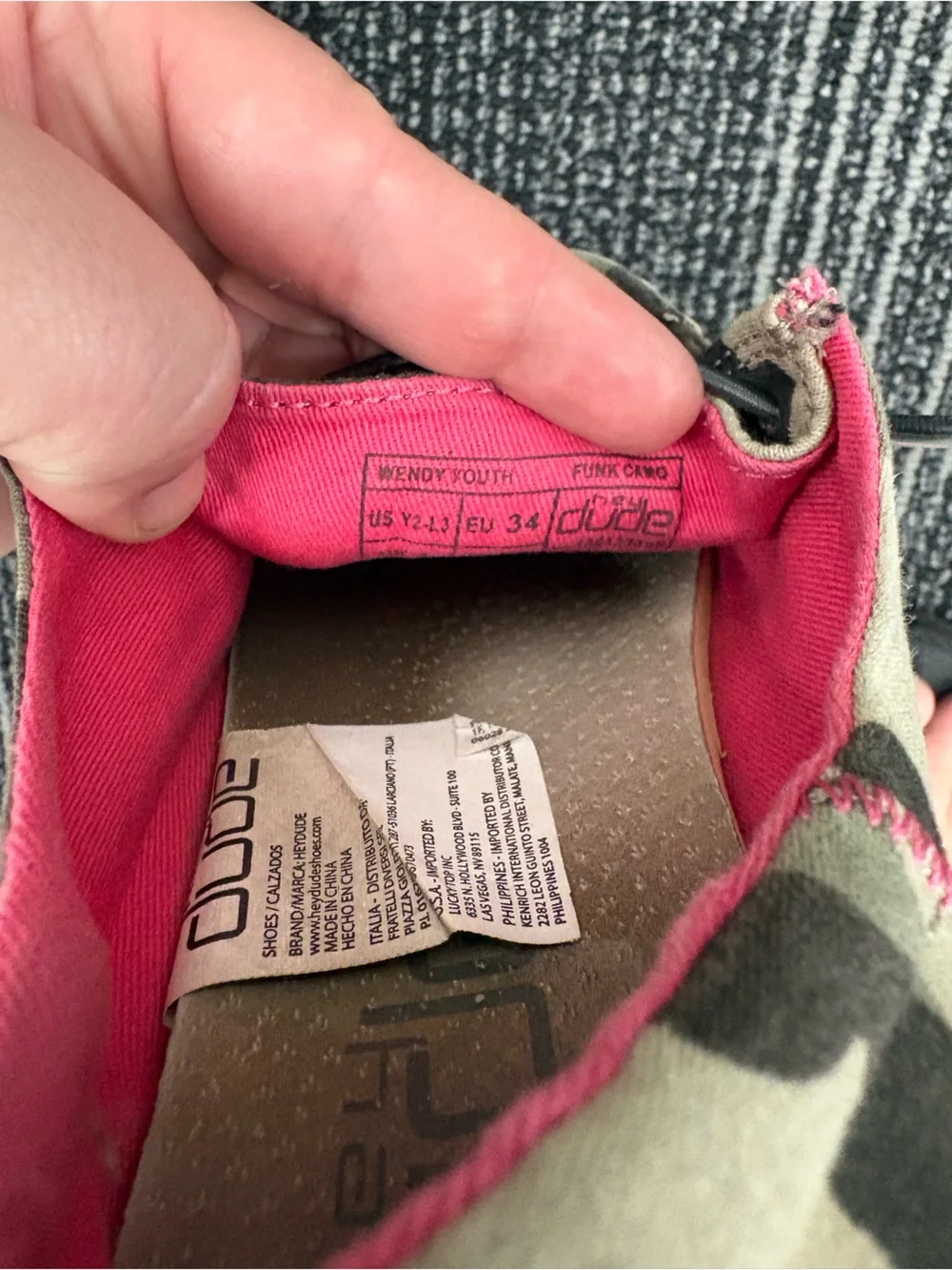 Hey Dude Kids Camo Slip-On Shoes with Pink Lining